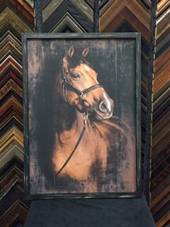 painting of a horse framed with custom picture frames